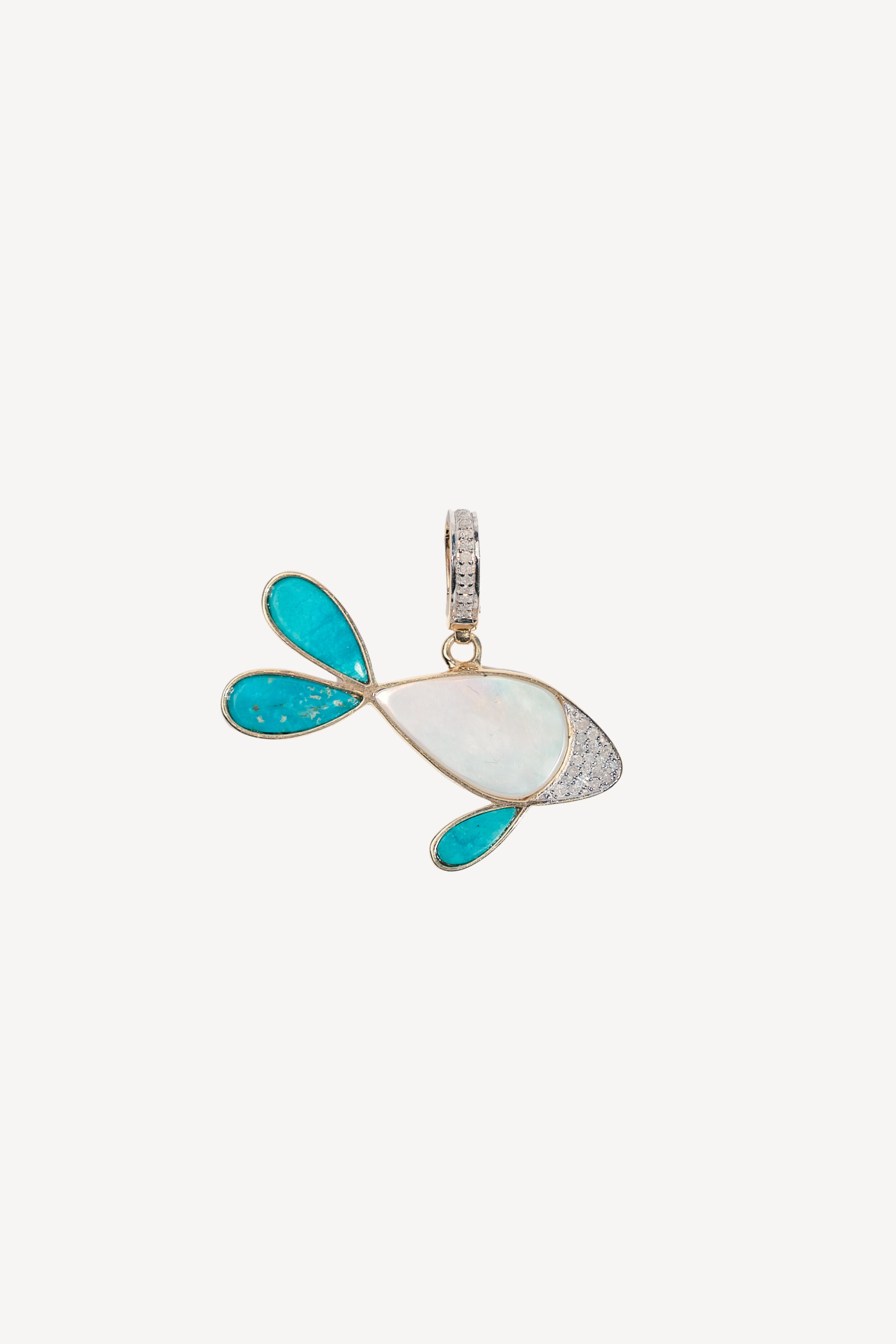 Turquoise & Mother of Pearl Fish Pendant
