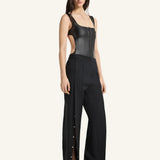 Snap Twill Flare Pants in Black