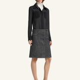 Denim Tweed Pencil Skirt in Black/heritage White