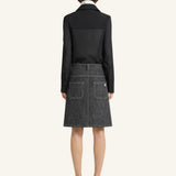 Denim Tweed Pencil Skirt in Black/heritage White
