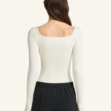 Square Neck Rib Knit Sweater in Pillow