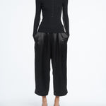 Pull On Wide Leg Crop in Black