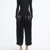 Pull On Wide Leg Crop in Black