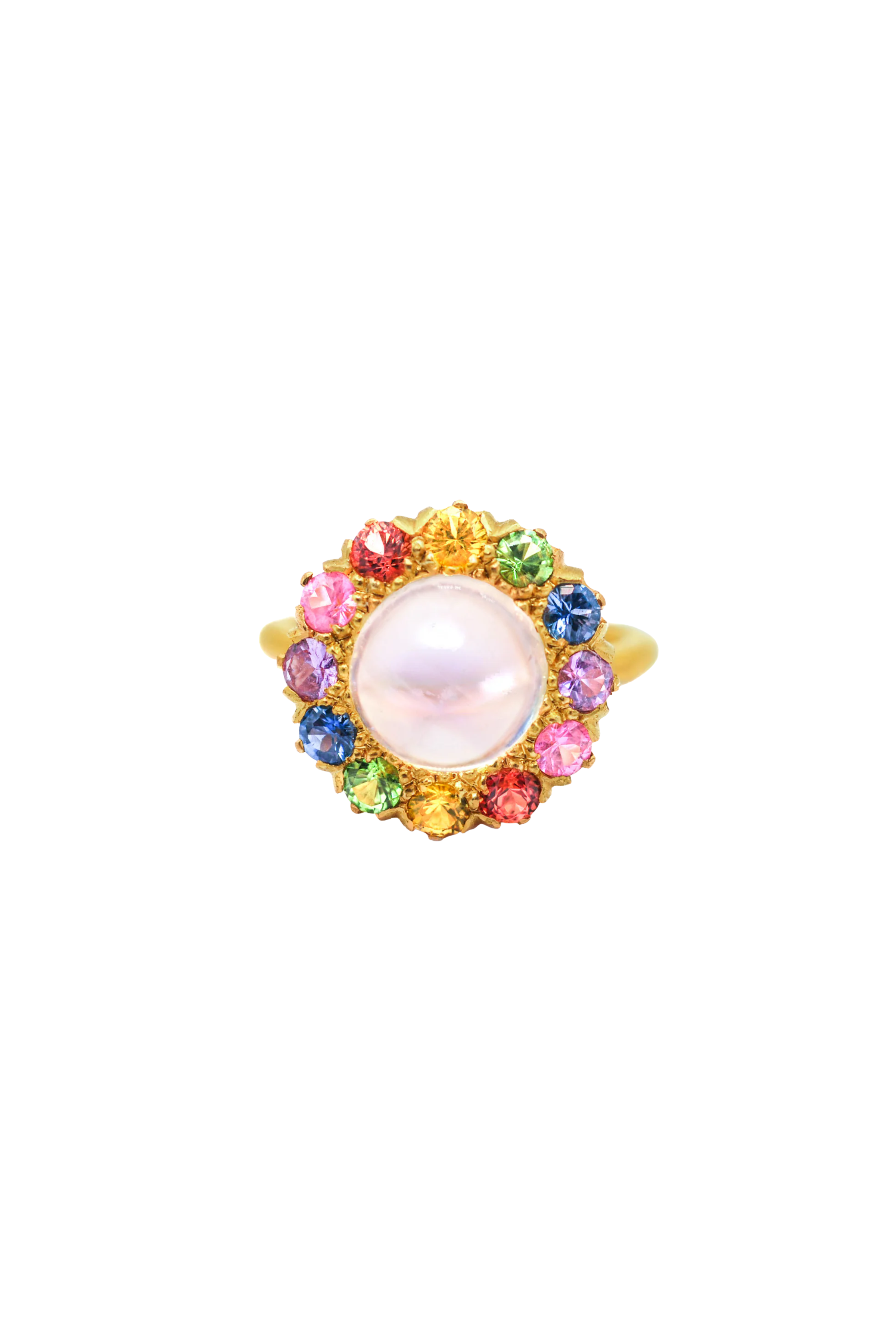 Rainbow Moonstone & Pastel Sapphire Princess D Ring