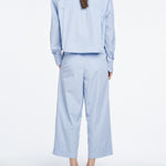 Cropped Shirt in Sky Blue Stripe