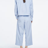 Cropped Shirt in Sky Blue Stripe
