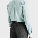Wide Button-Down Collar Shirt in Mint Cotton Pinpoint
