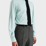 Wide Button-Down Collar Shirt in Mint Cotton Pinpoint