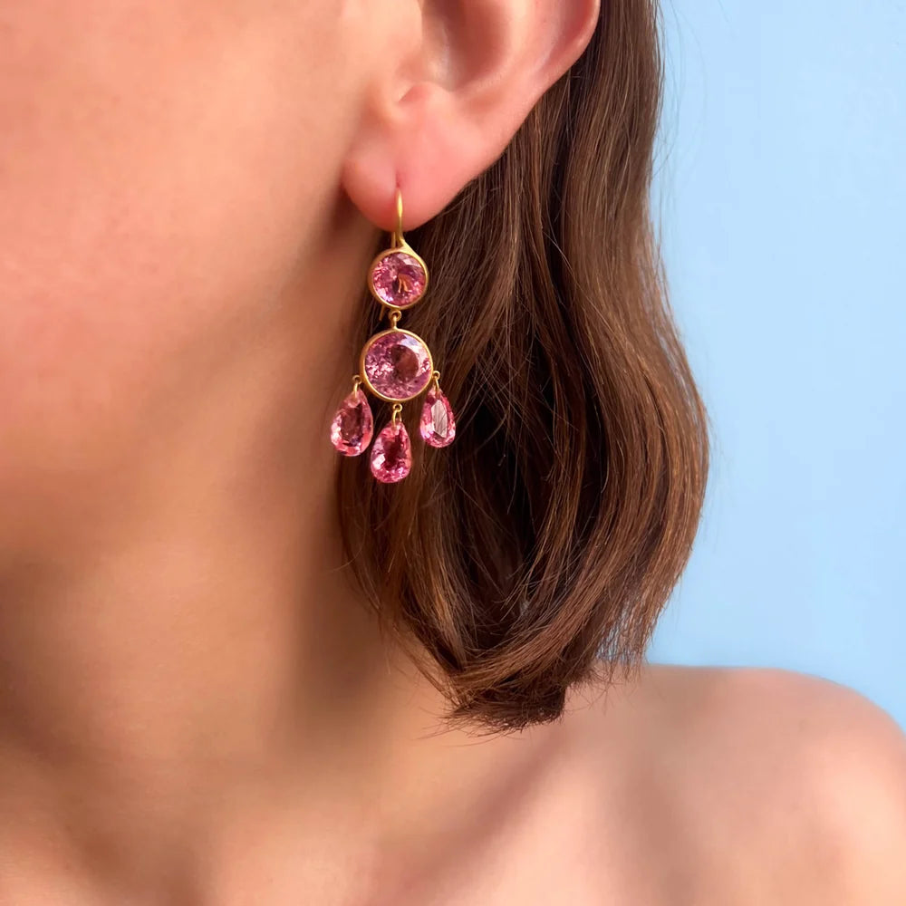 Pink Tourmaline Gabrielle D'estrees Earrings