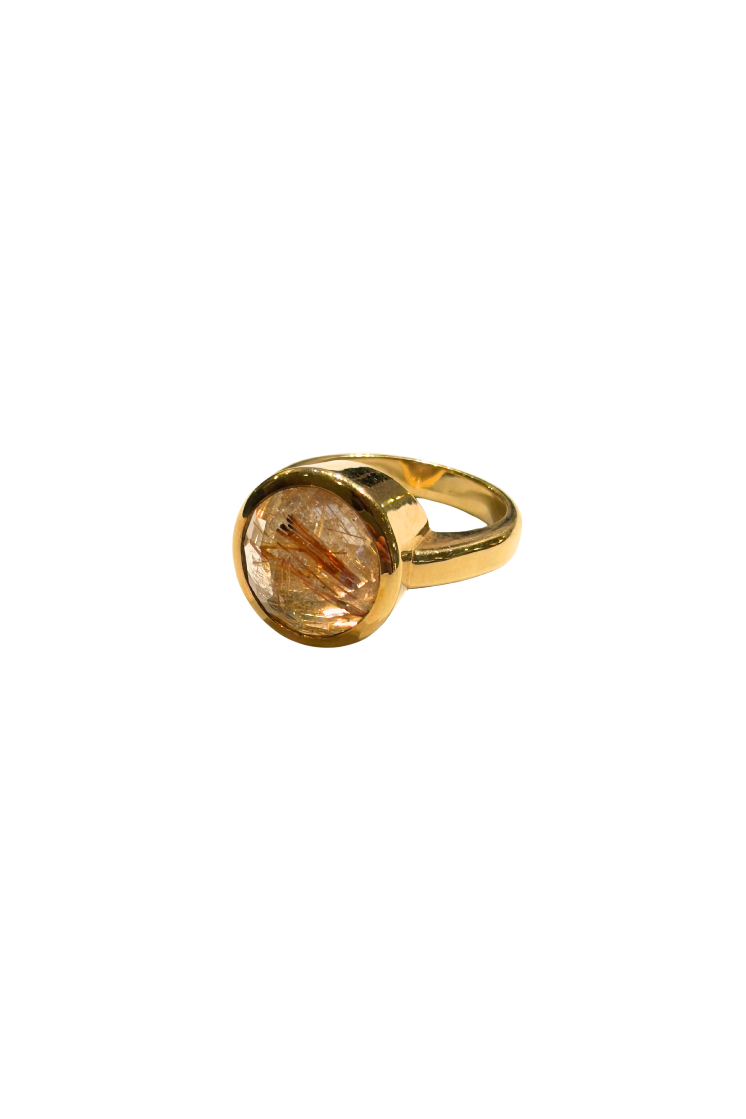 Inverted Rutilated Quartz Cocktail Ring