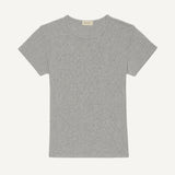 The Pointelle Baby Tee in Heather Grey