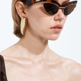 Duo Angle Cat Eye Sunglasses in Havana Brown