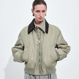 Satin/Nylon With Leather Collar in Tarragon