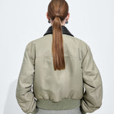 Satin/Nylon With Leather Collar in Tarragon