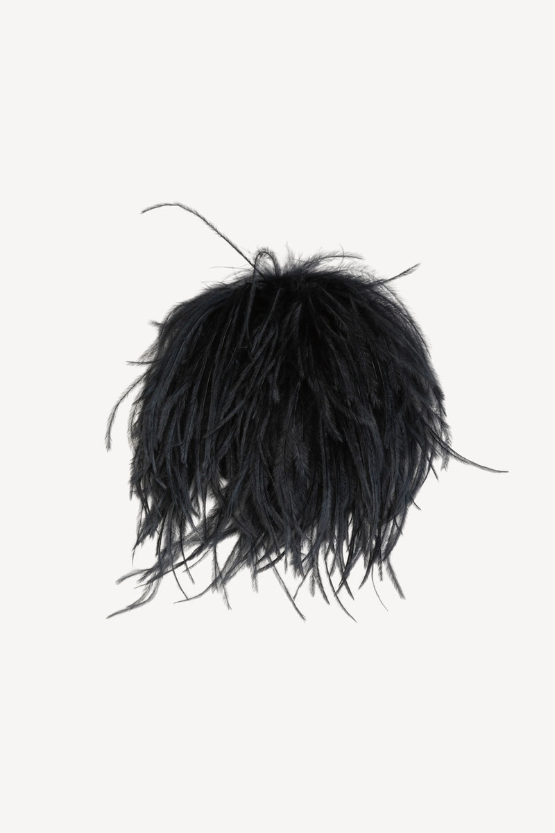 Ostrich Feather Brooch in Slate