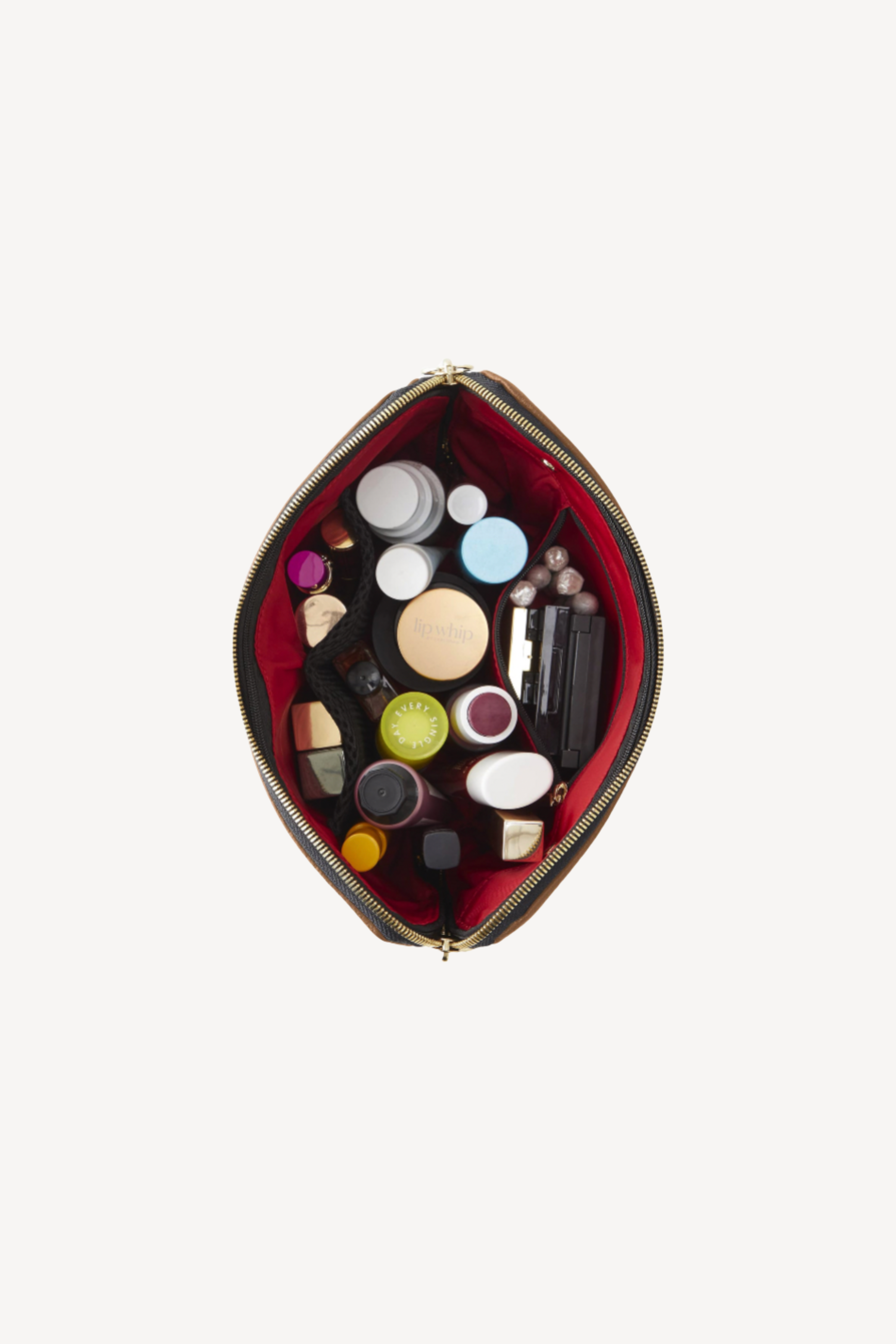Camel & Red Signature Makeup Bag