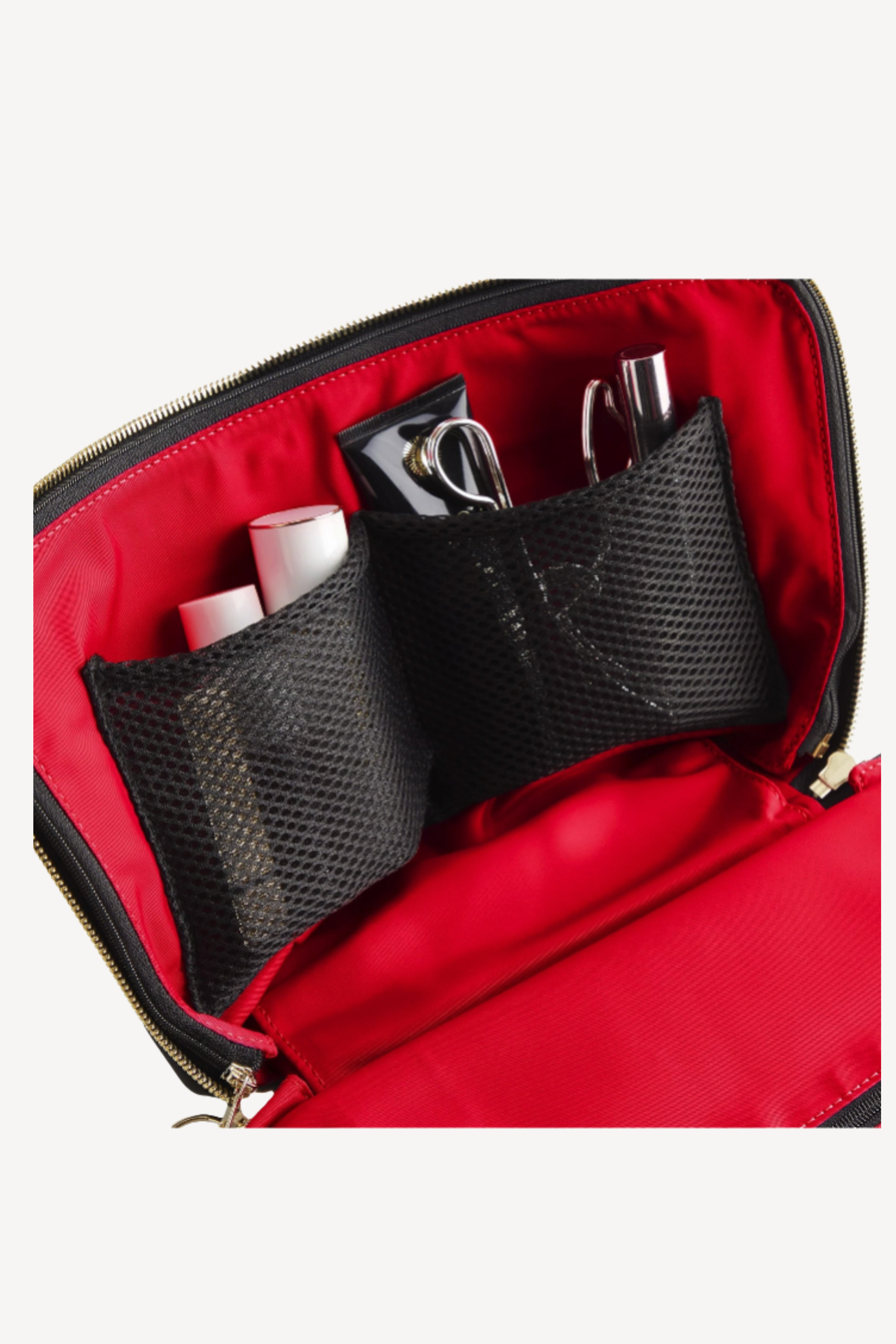 Camel & Red Vacationer Makeup Bag
