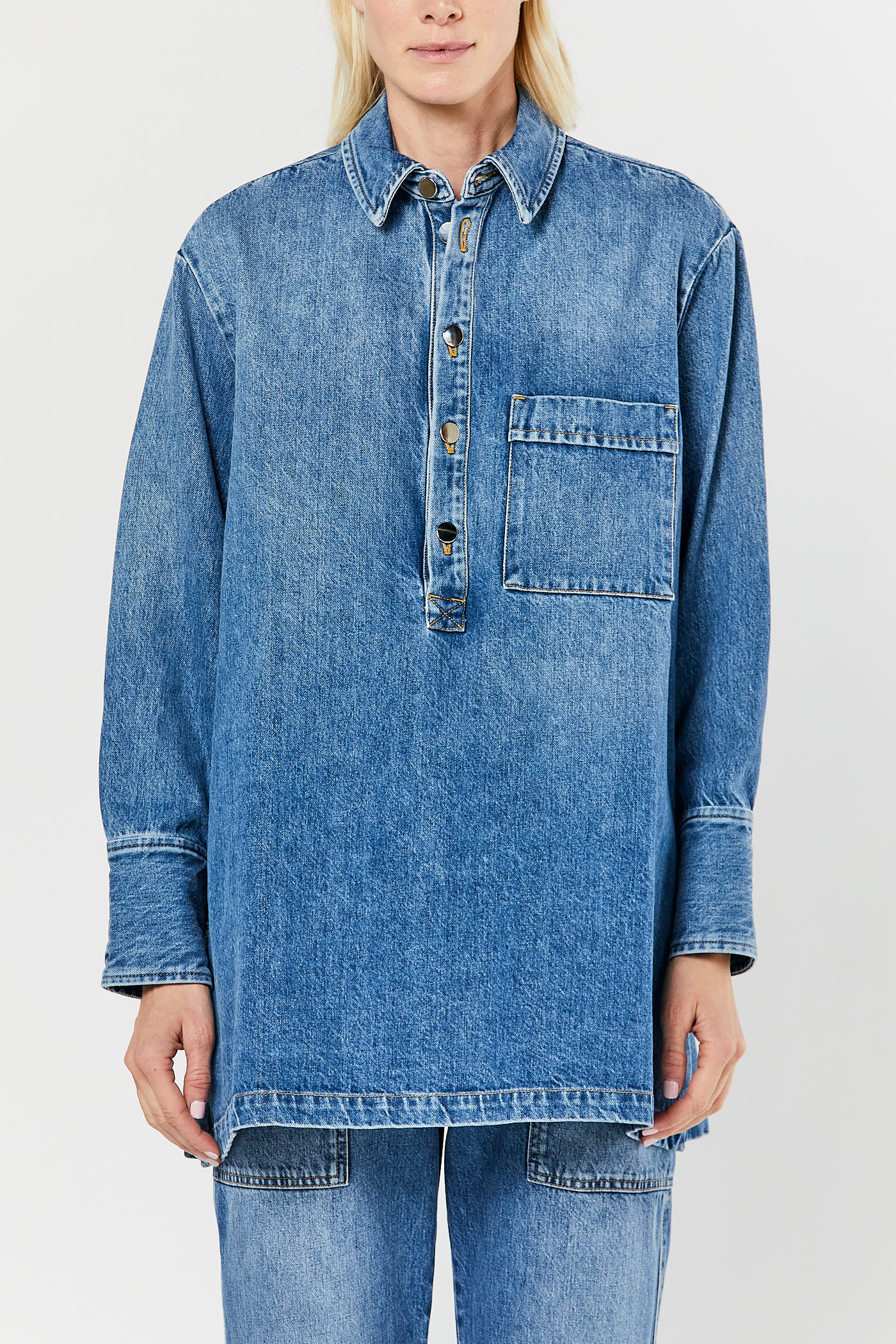 Indigo Denim Long Sleeve Button Shirt