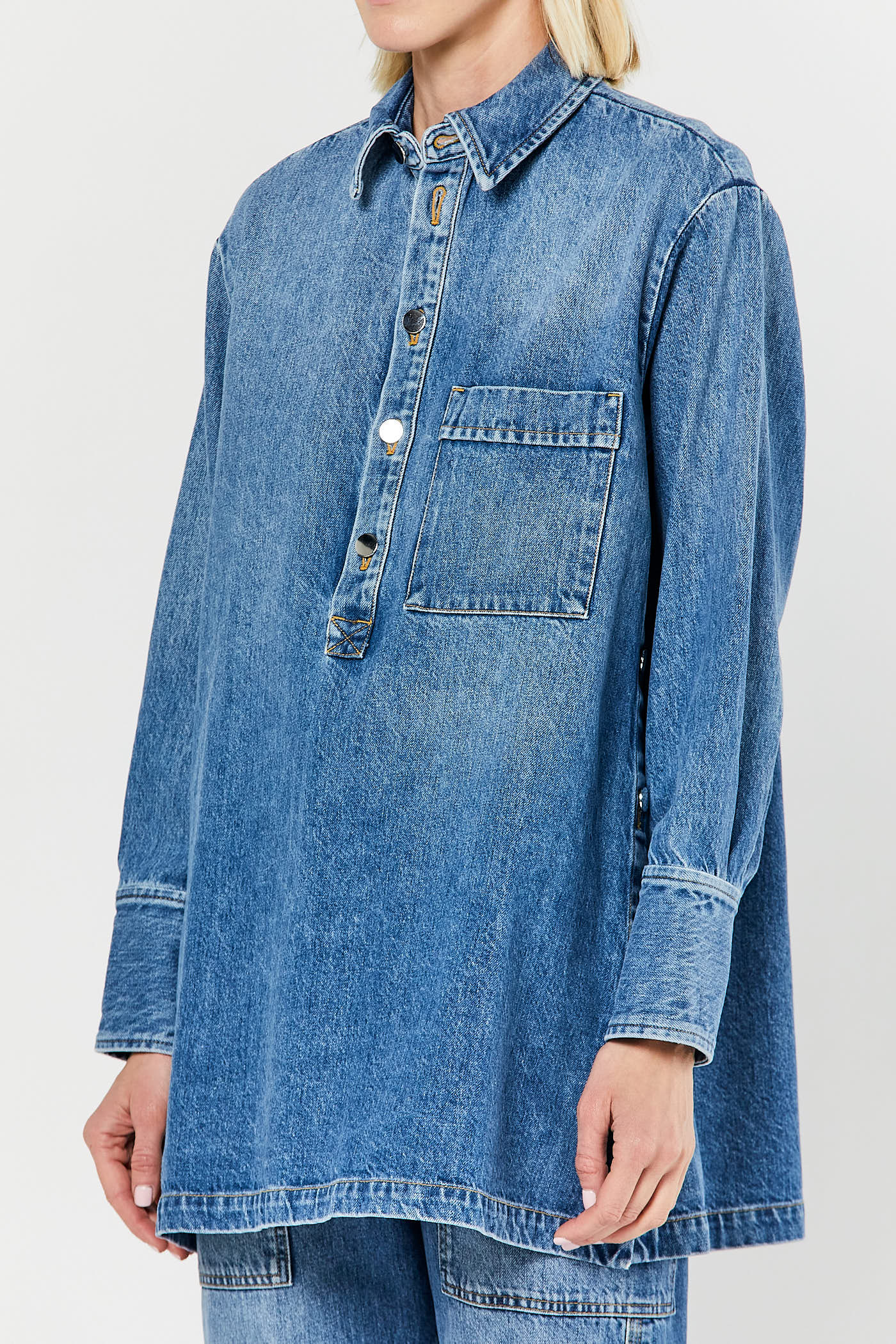 Indigo Denim Long Sleeve Button Shirt