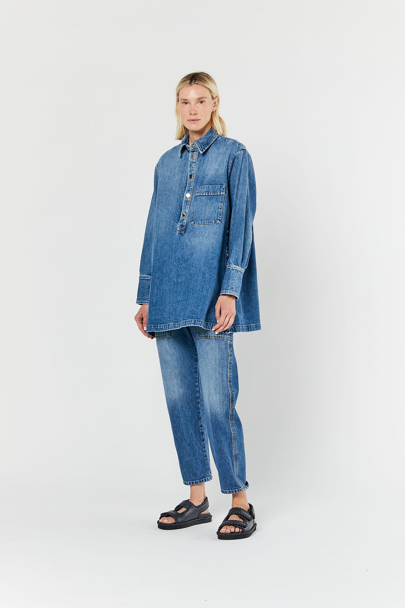 Indigo Denim Long Sleeve Button Shirt