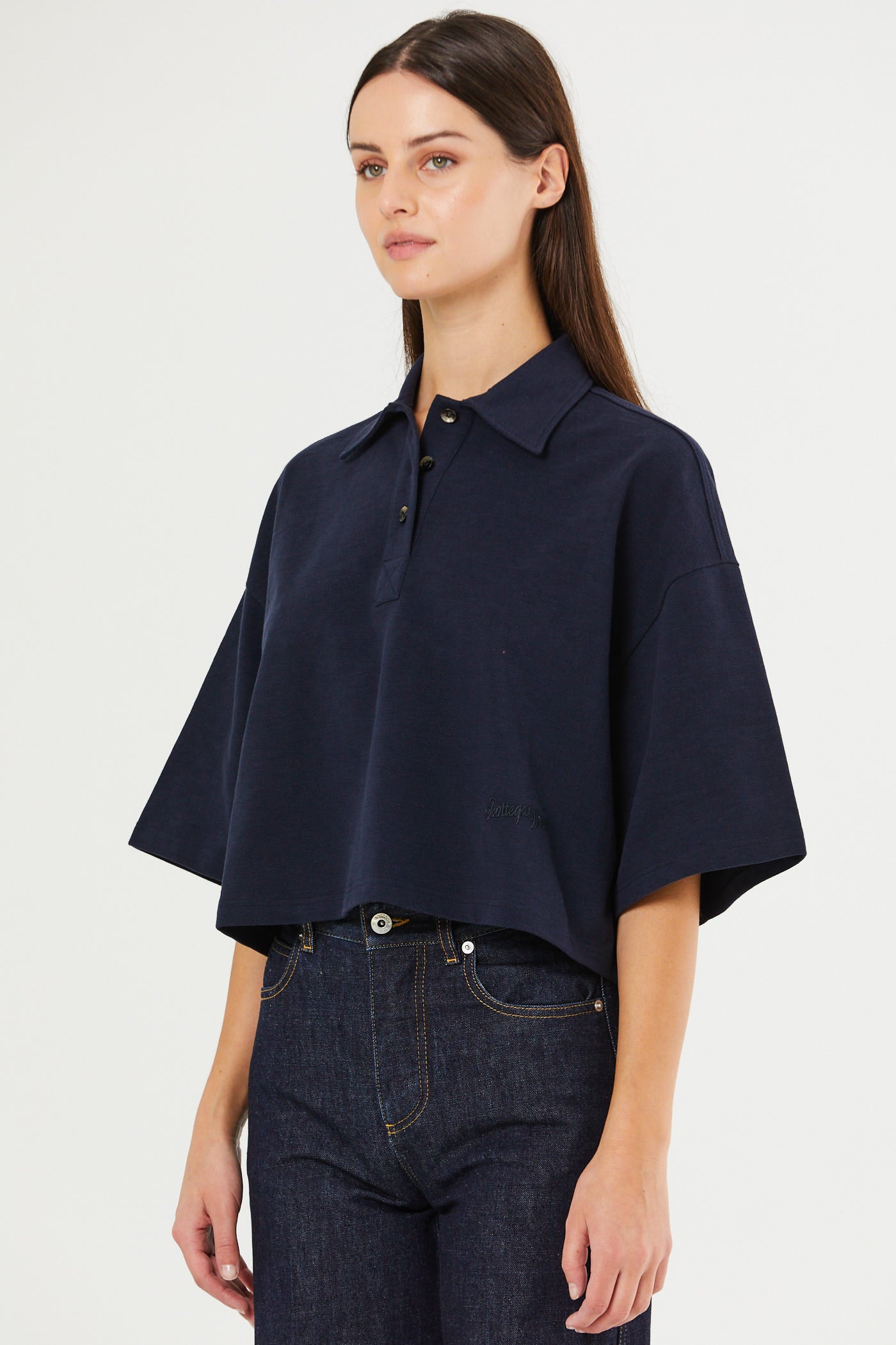 Cotton Piquet Cropped Polo