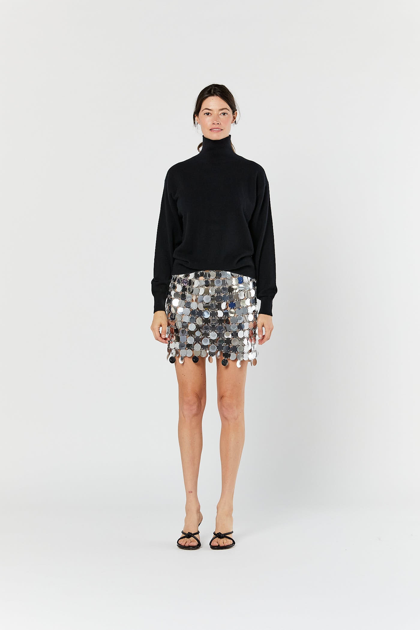 Silver Circle Sequin Mini Skirt