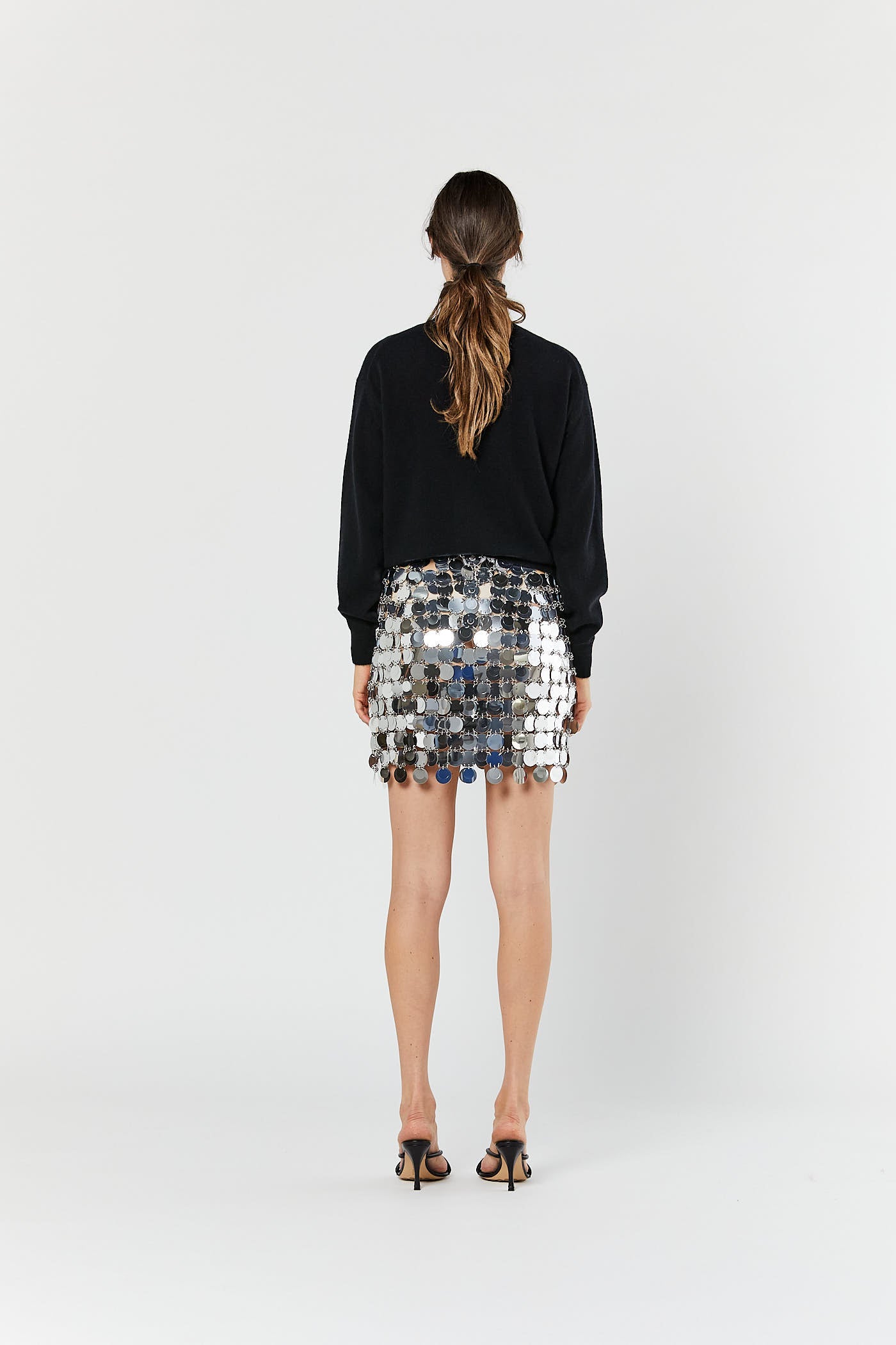 Silver Circle Sequin Mini Skirt