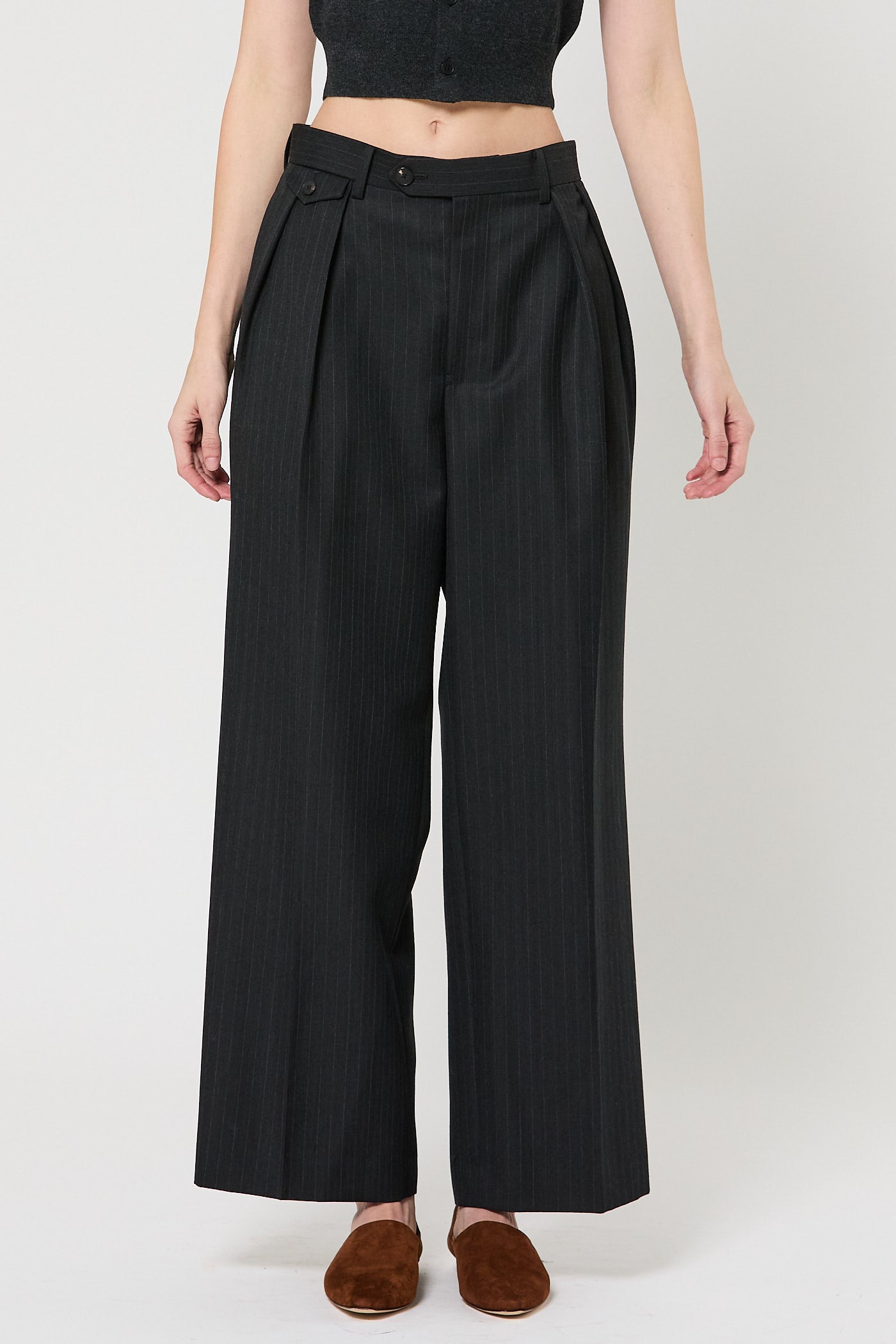 Blue faced Wool Two-Tuck Slacks