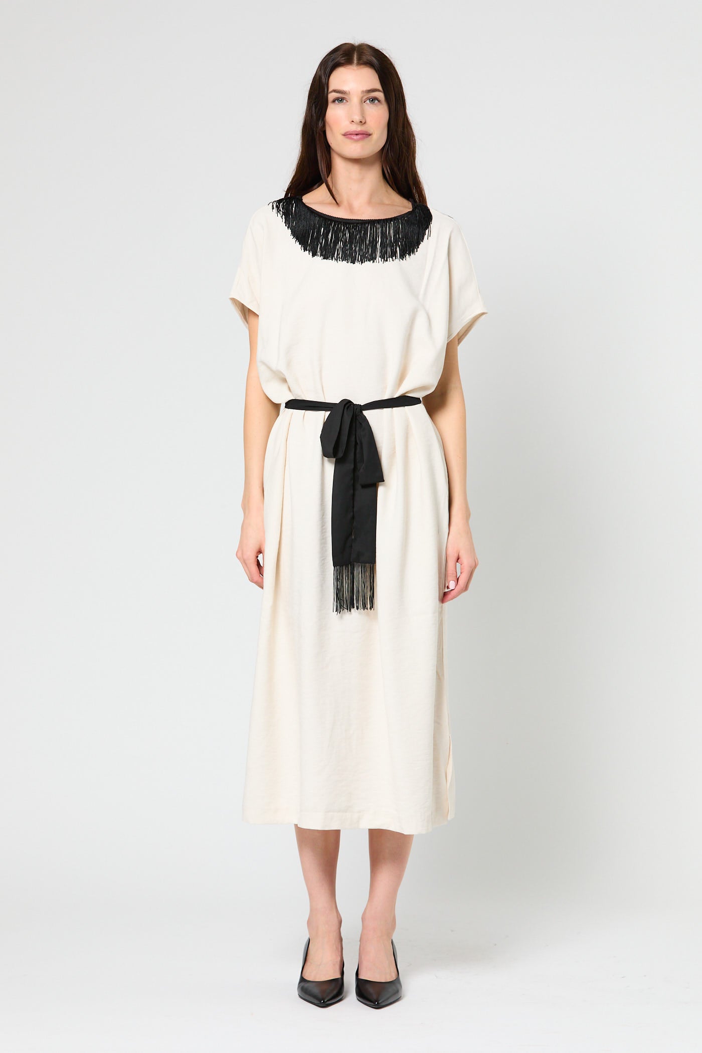 Fringe Tunic Dress with Sash