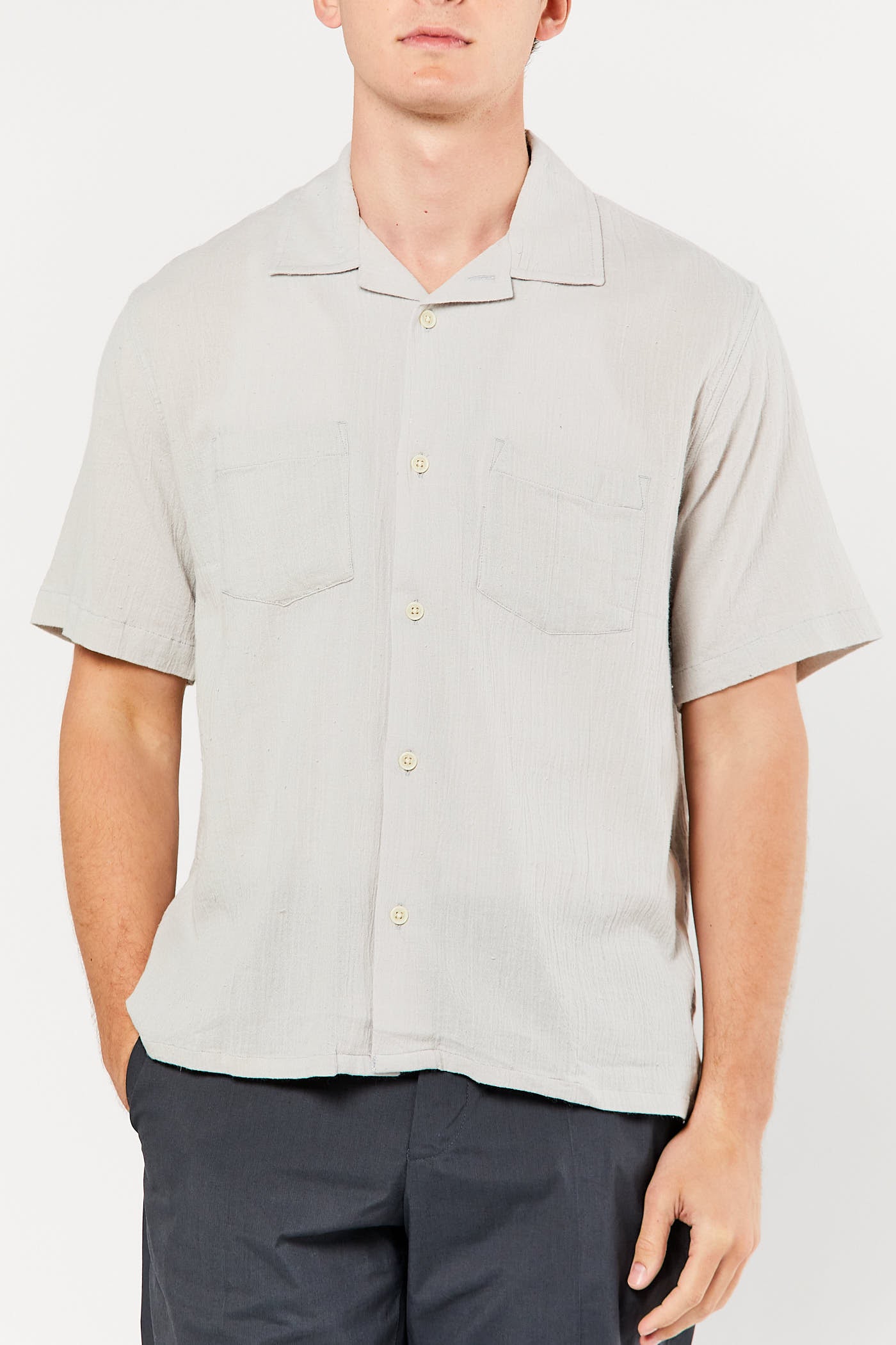 Grey High Twist Camp Shirt