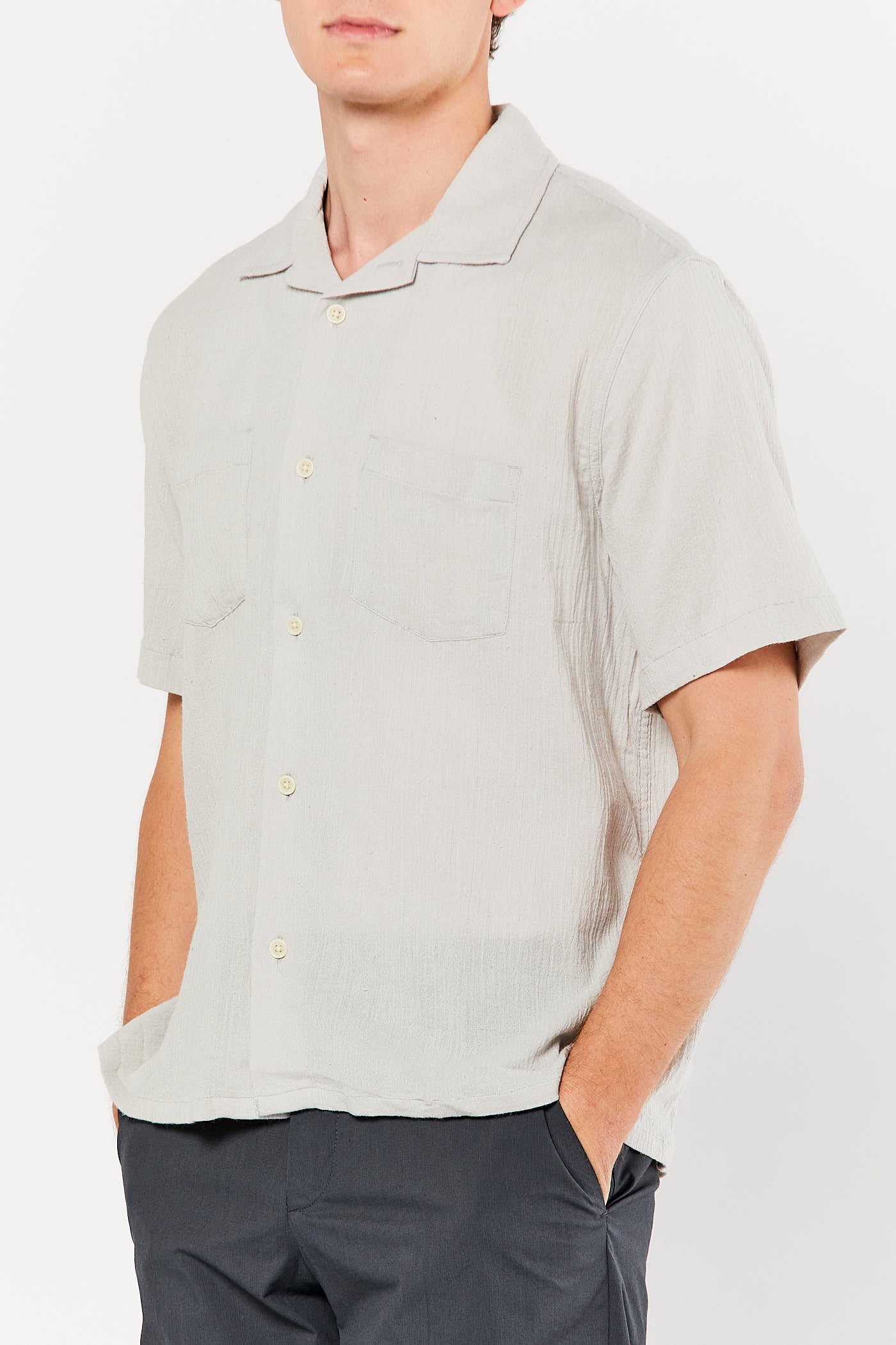 Grey High Twist Camp Shirt