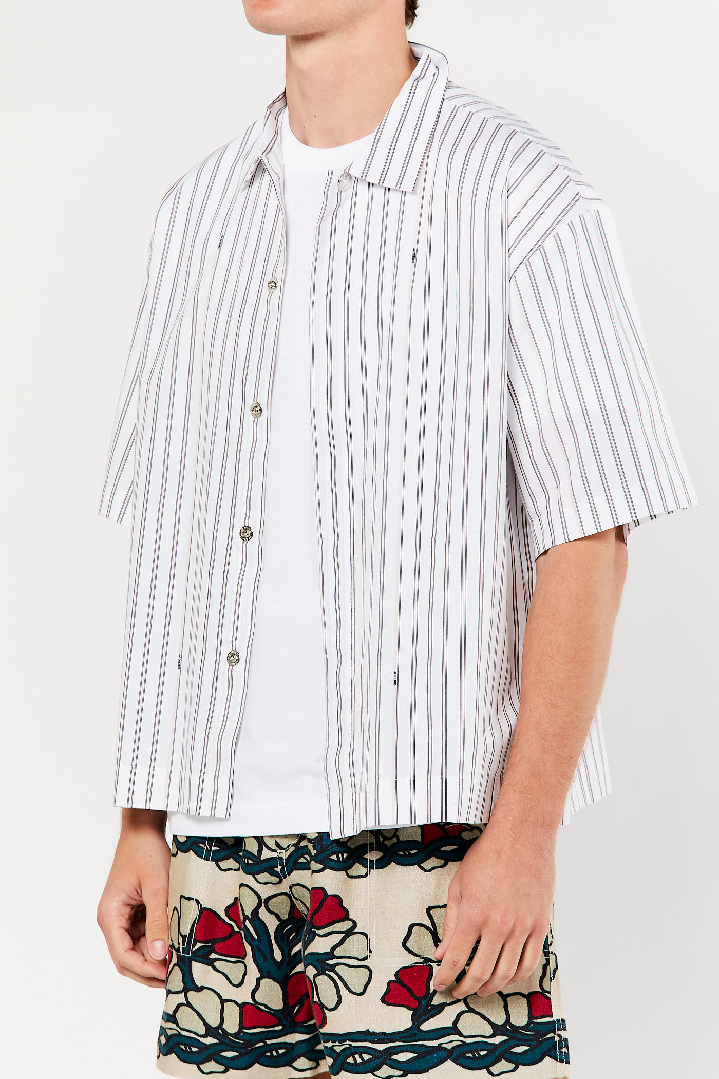 Beige Stripe "La Chemise Manches Courte" Shirt