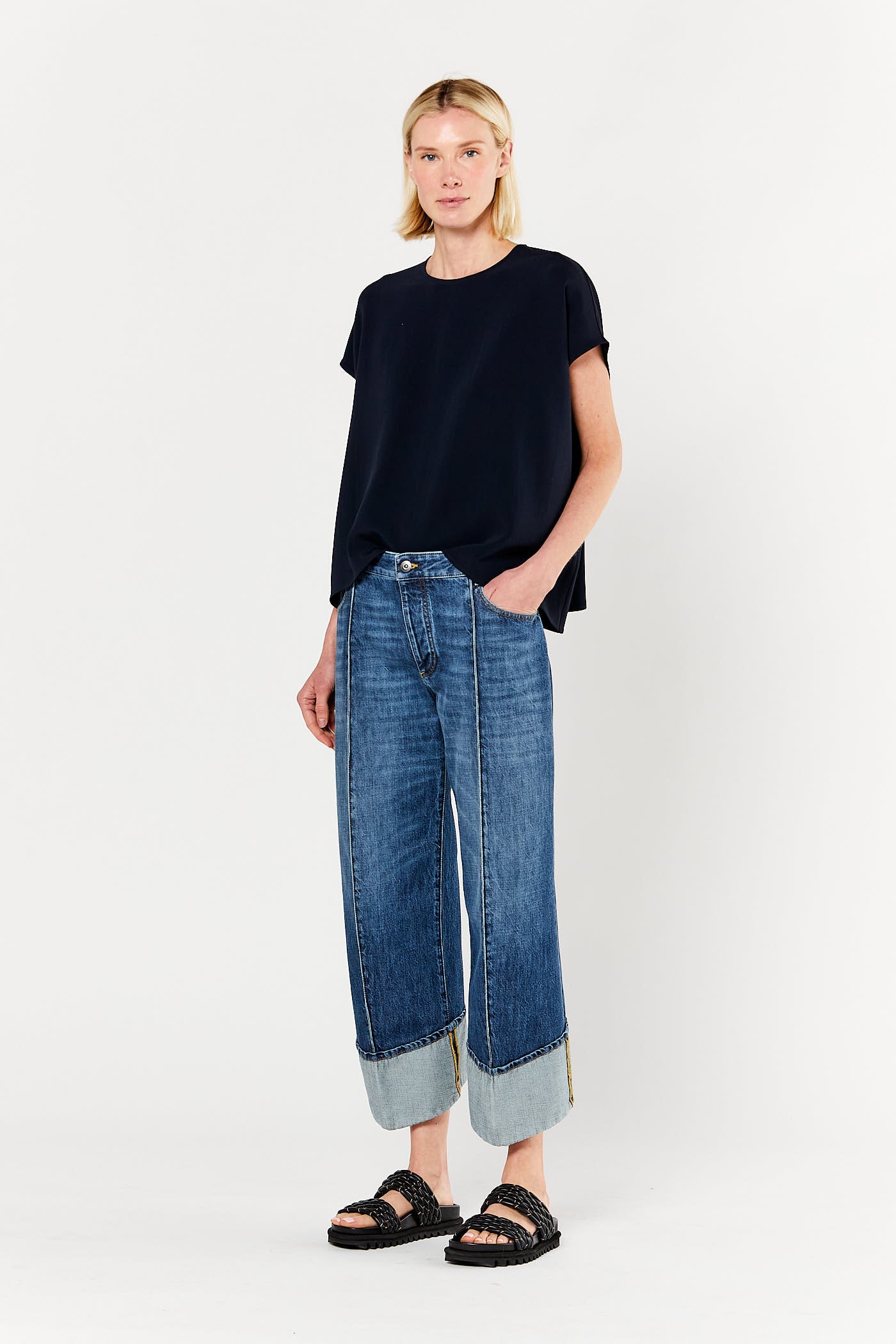 Blue Indigo Curved Trouser