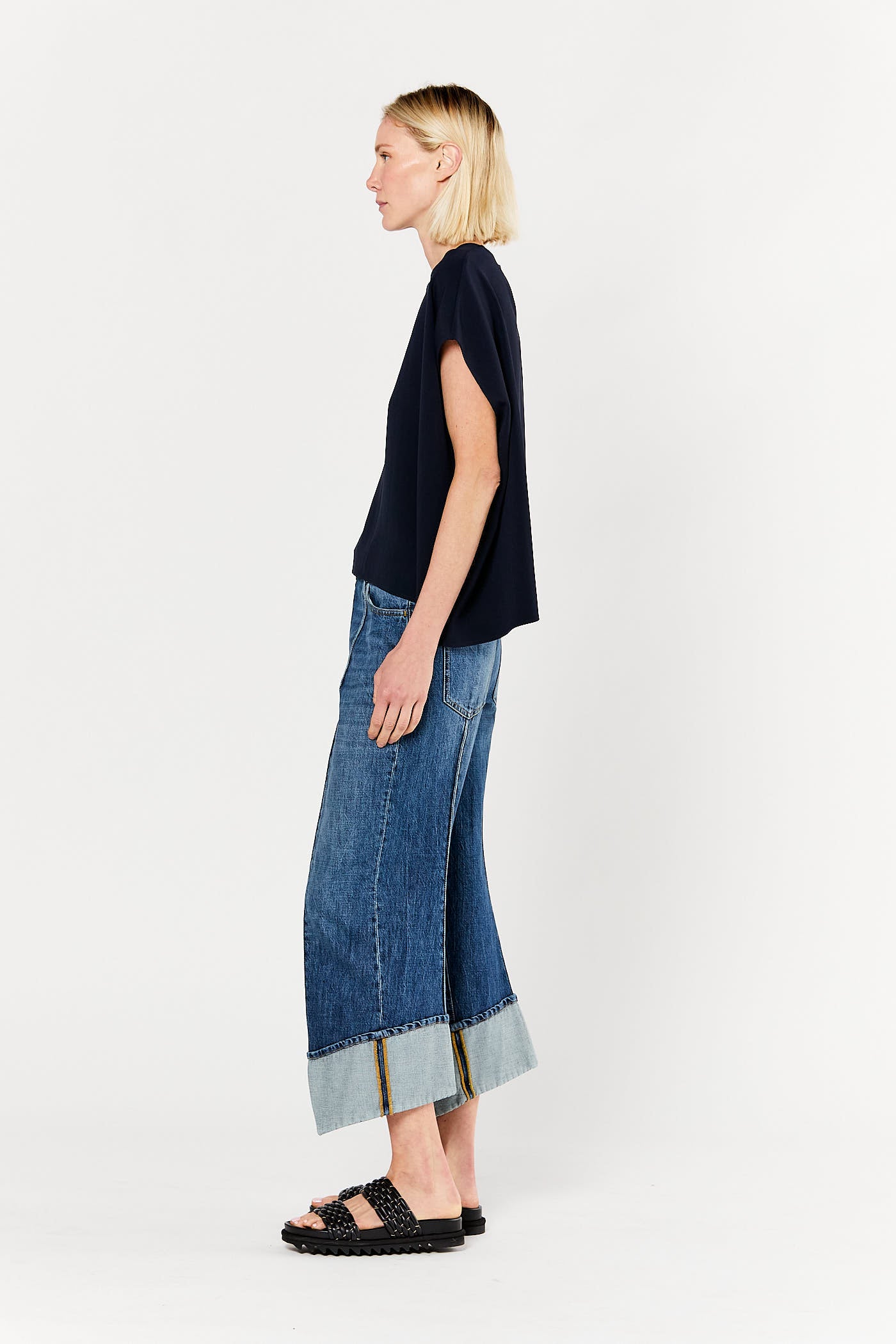 Blue Indigo Curved Trouser