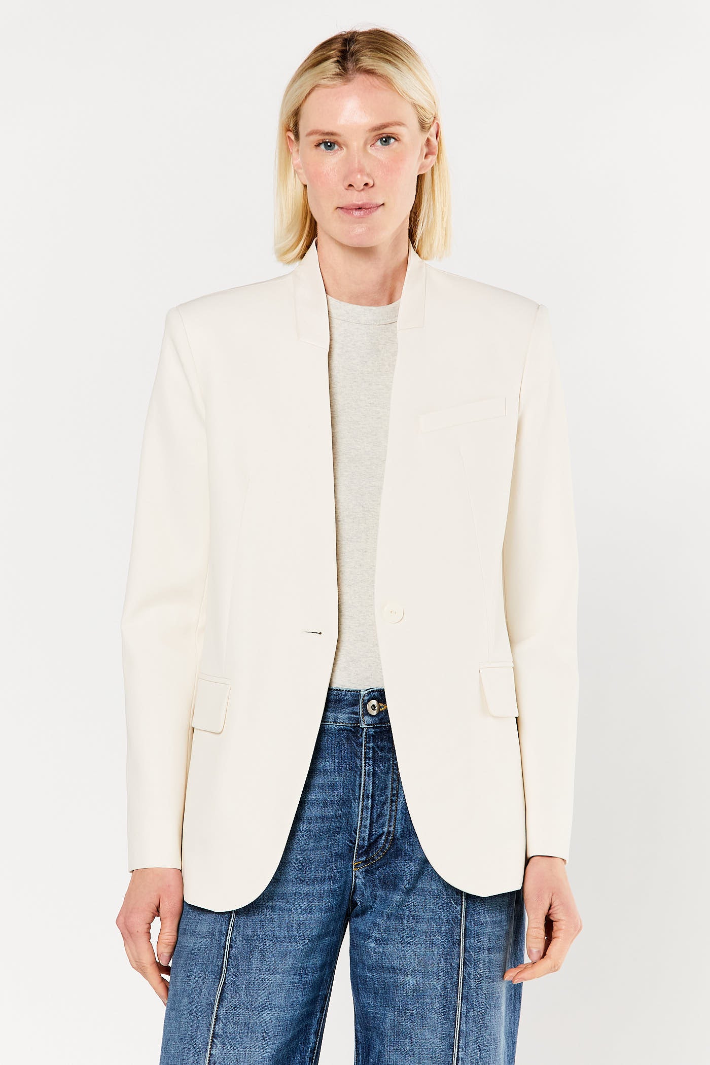 Ivory Collarless Blazer