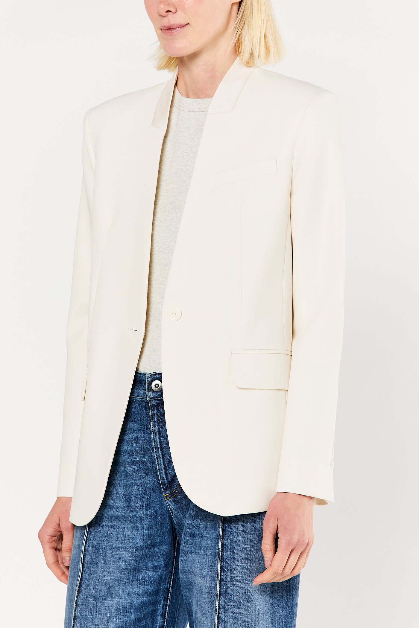 Ivory Collarless Blazer