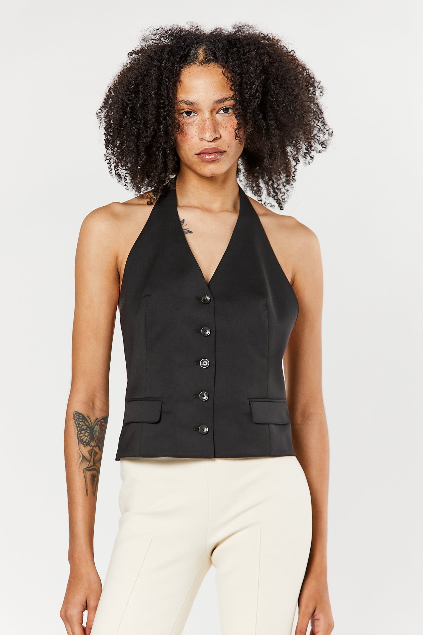 Black Halter Neck Vest