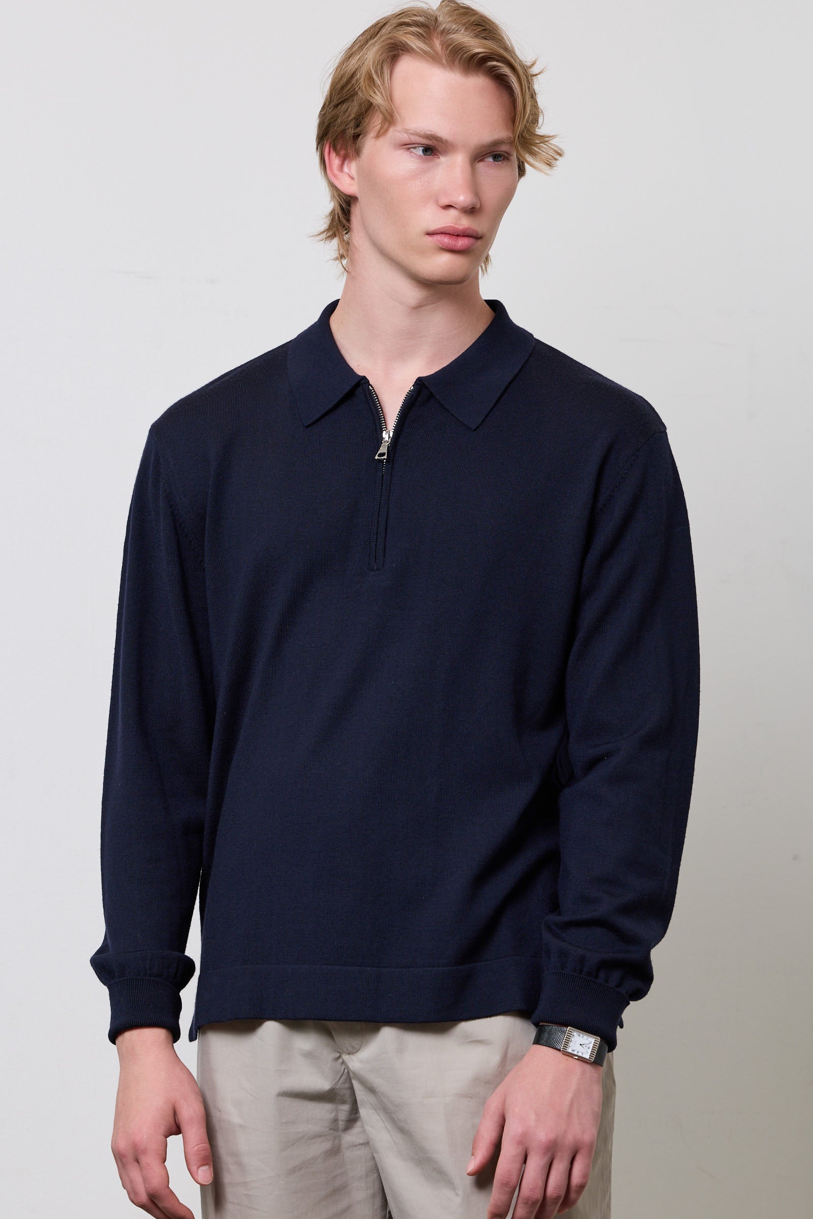 Bene Merino Wool Zip Polo