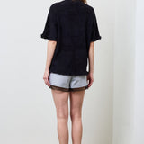 Lace Bias Short in Pinstripe