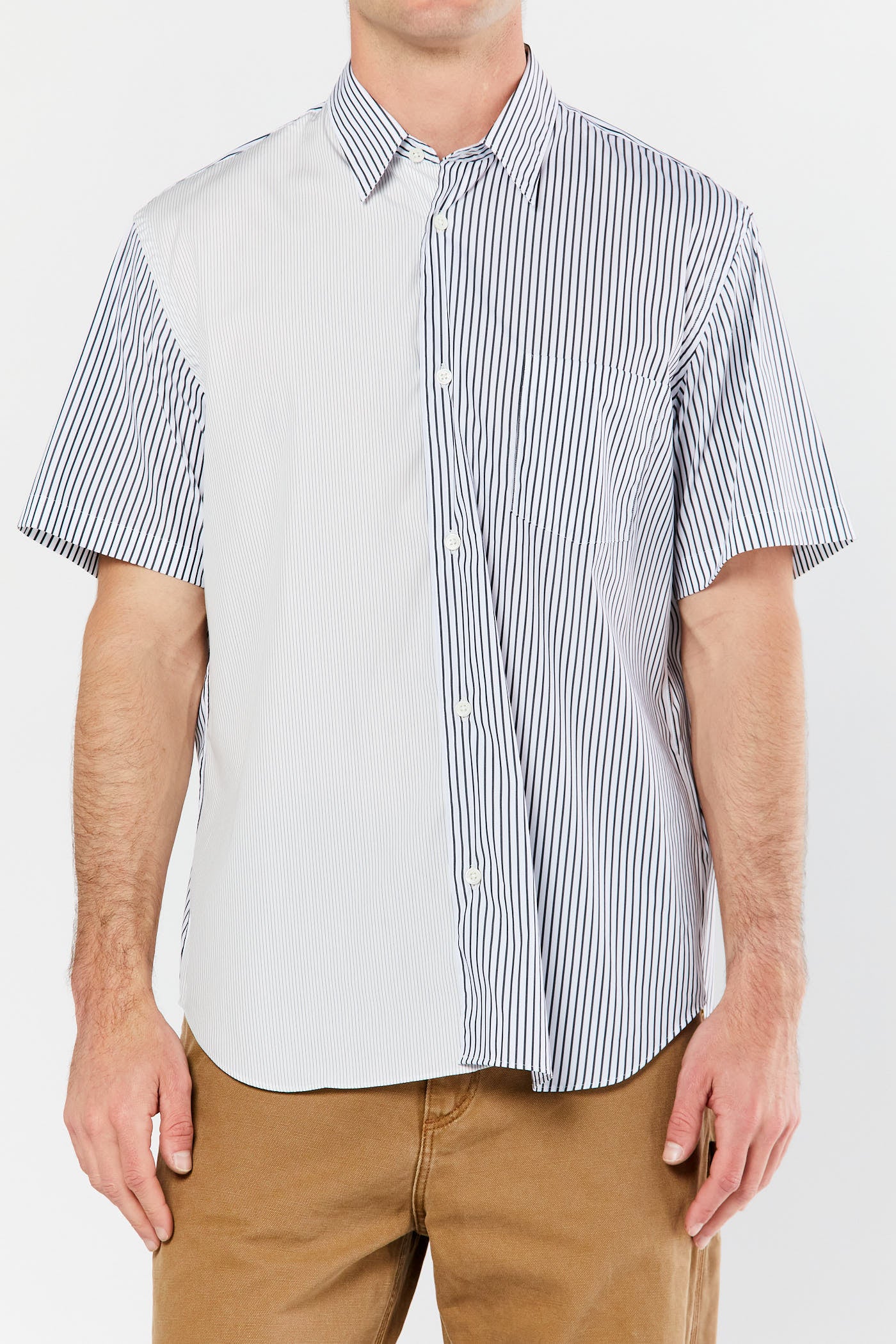 Blue Stripe One Pocket Short Sleeve