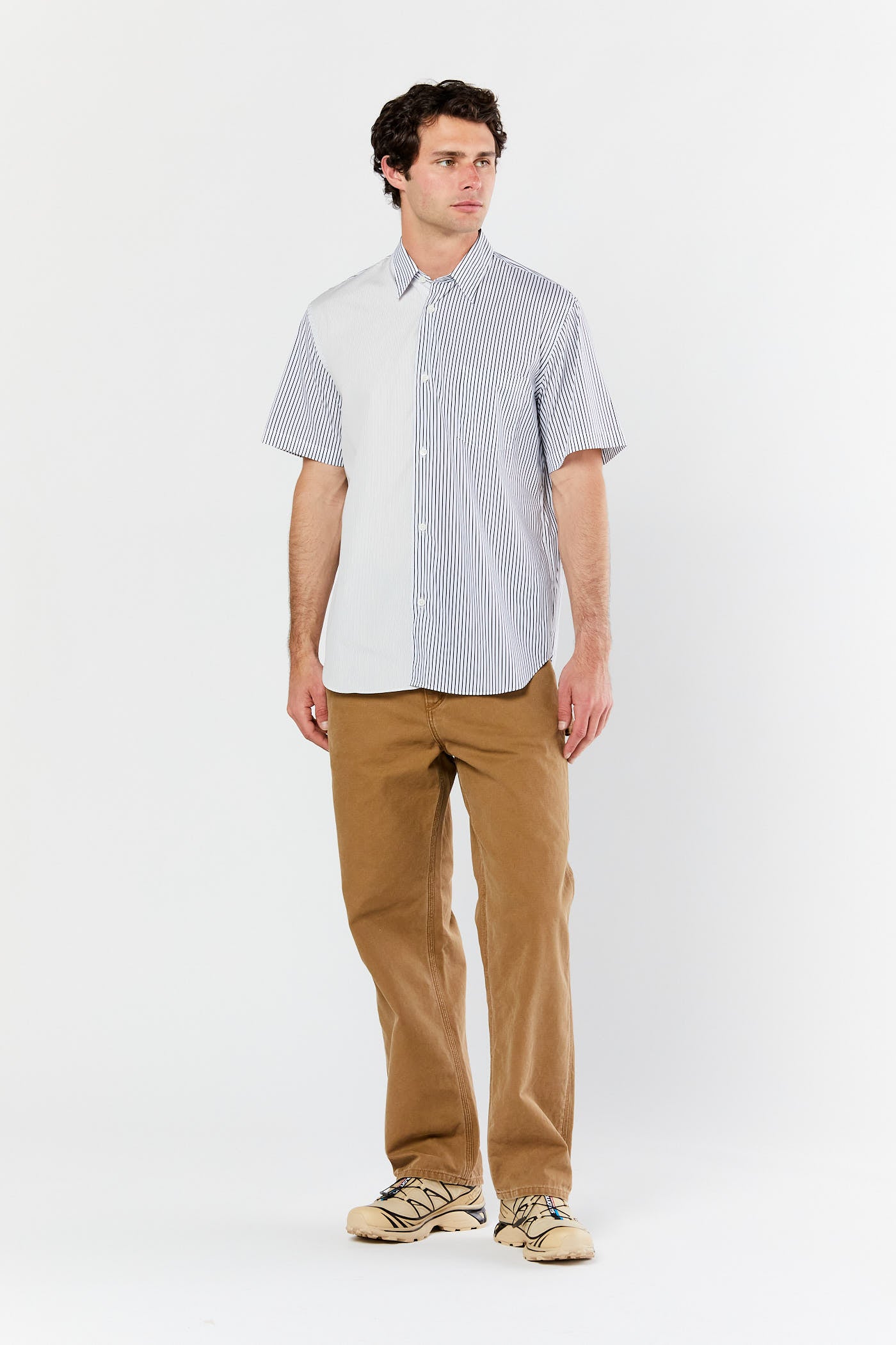 Blue Stripe One Pocket Short Sleeve