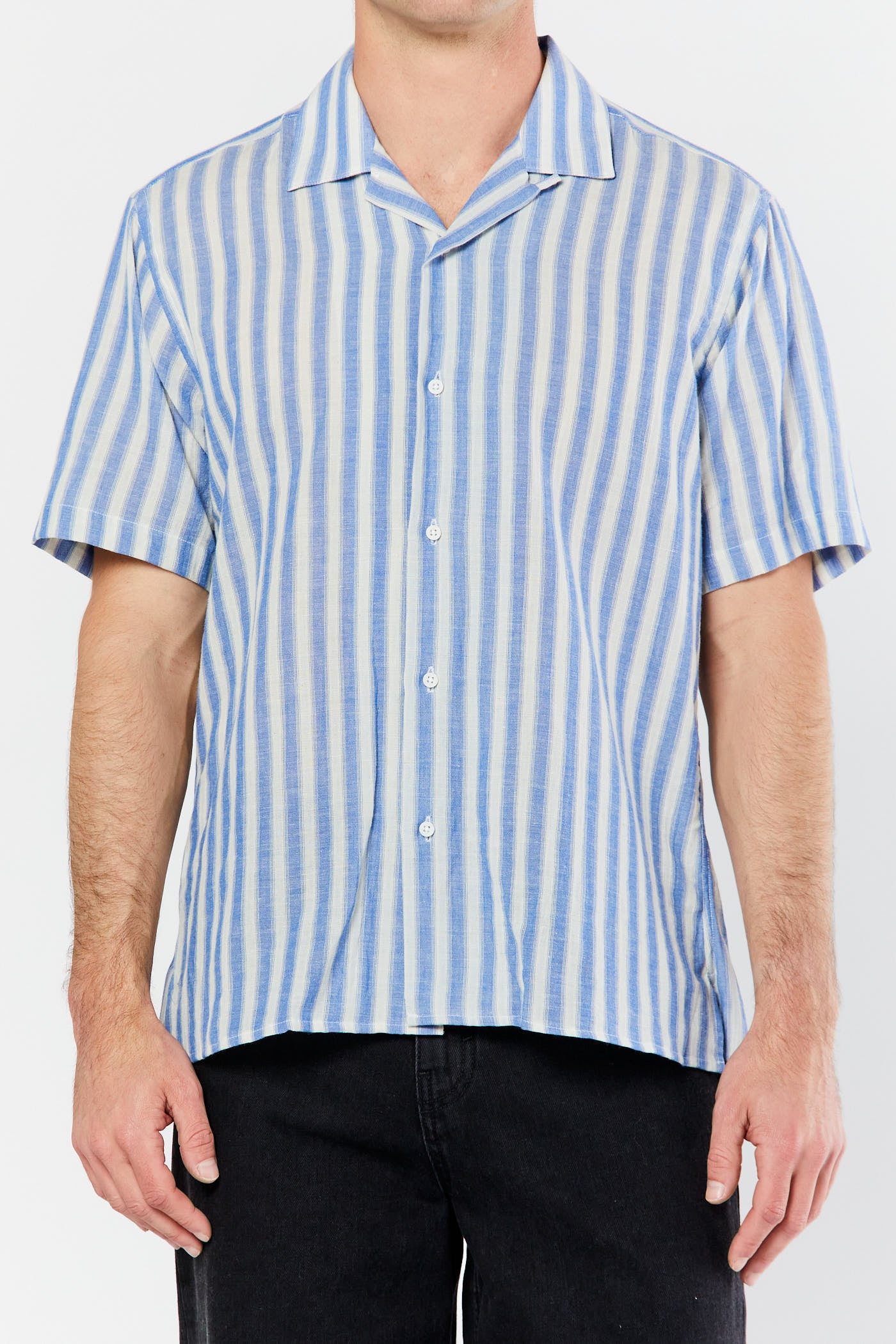 Blue & Tan Cabana Stripe Shirt