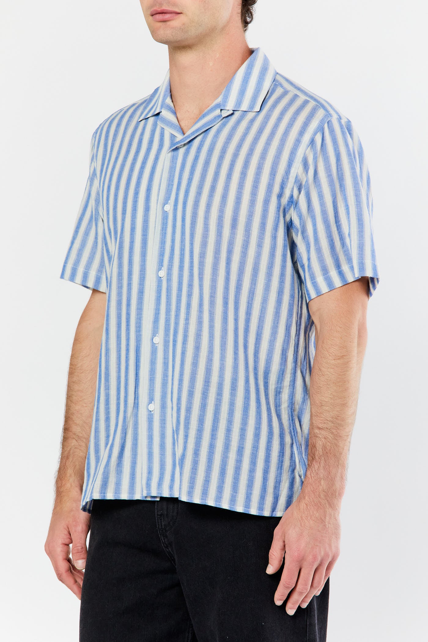 Blue & Tan Cabana Stripe Shirt