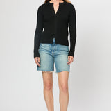 Rib Crew Neck Cardigan