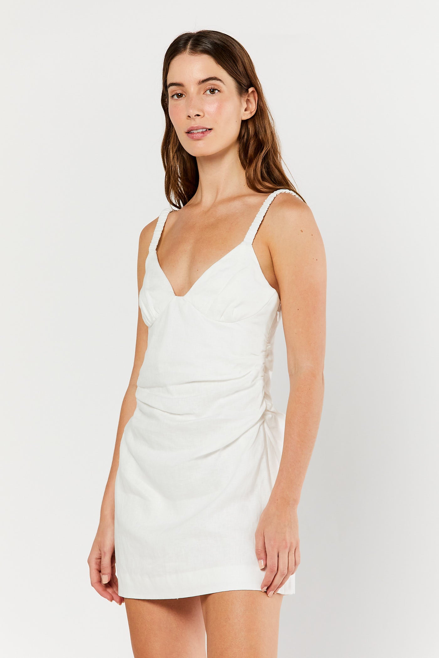 Ivory Primrose Ruched Mini Dress