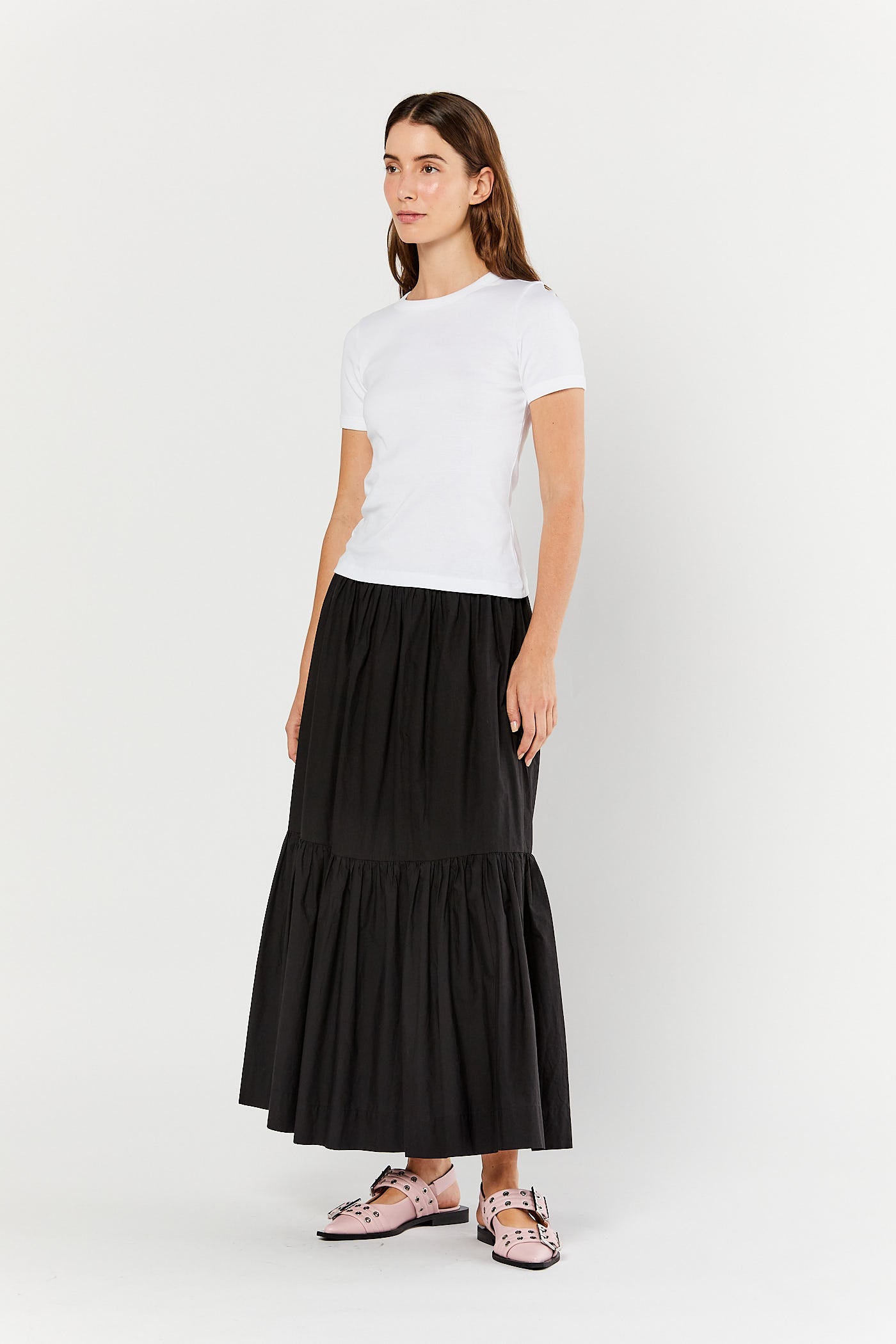 Black Maxi Flounce Skirt