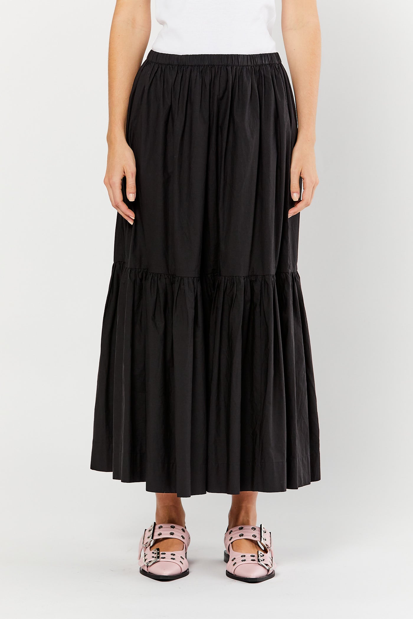 Black Maxi Flounce Skirt