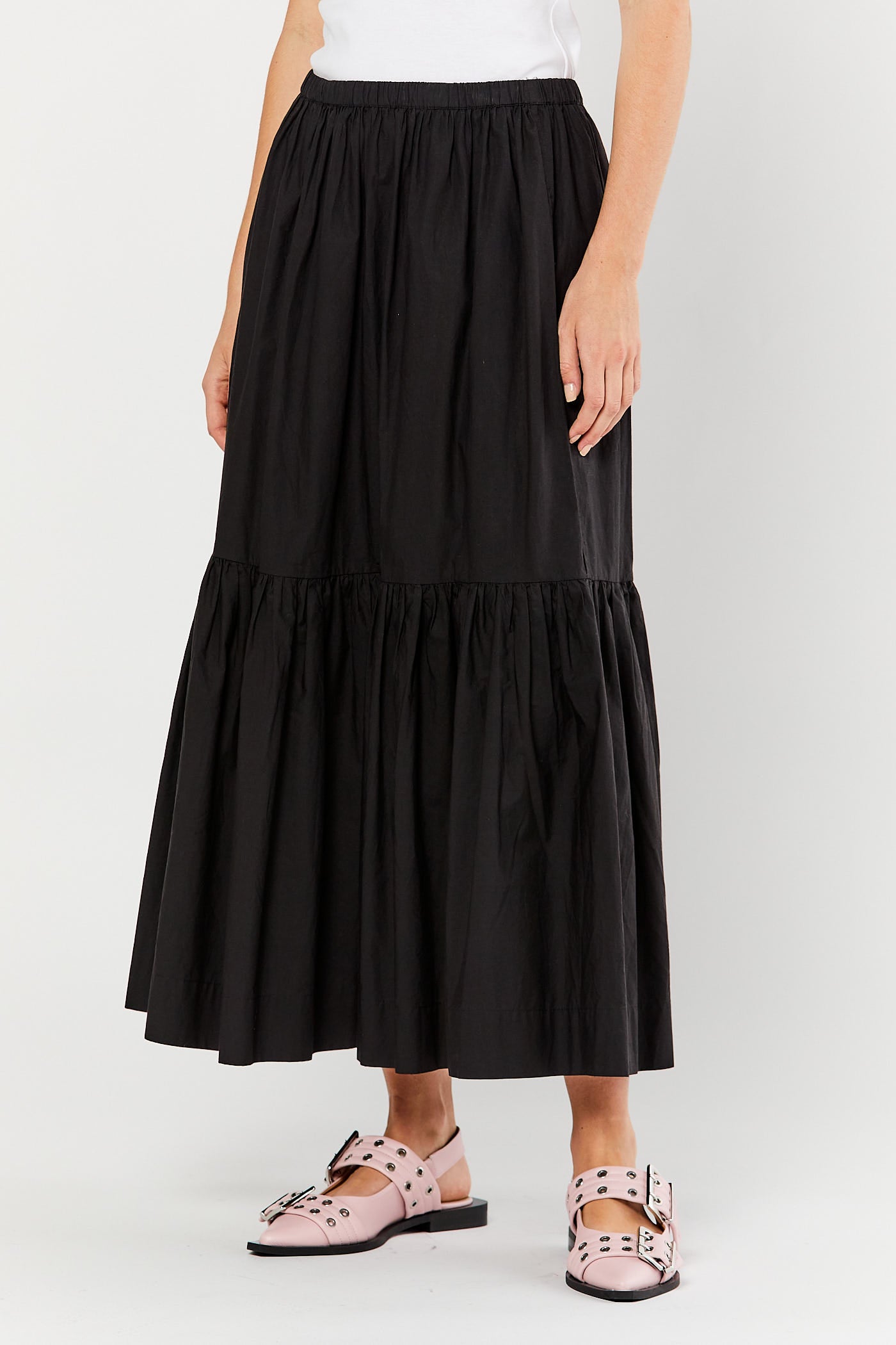 Black Maxi Flounce Skirt