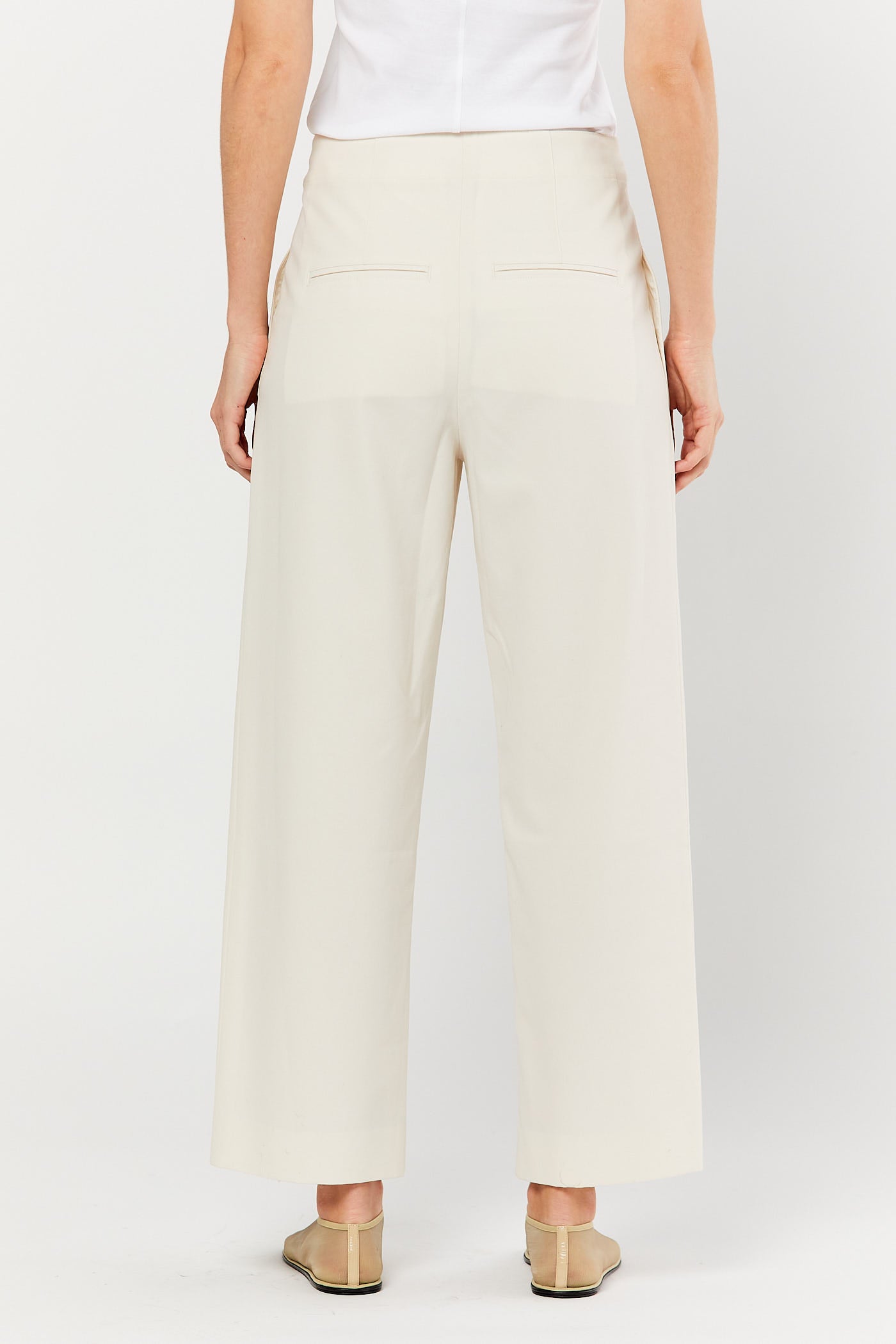 Ivory Pleated Drawstring Trouser