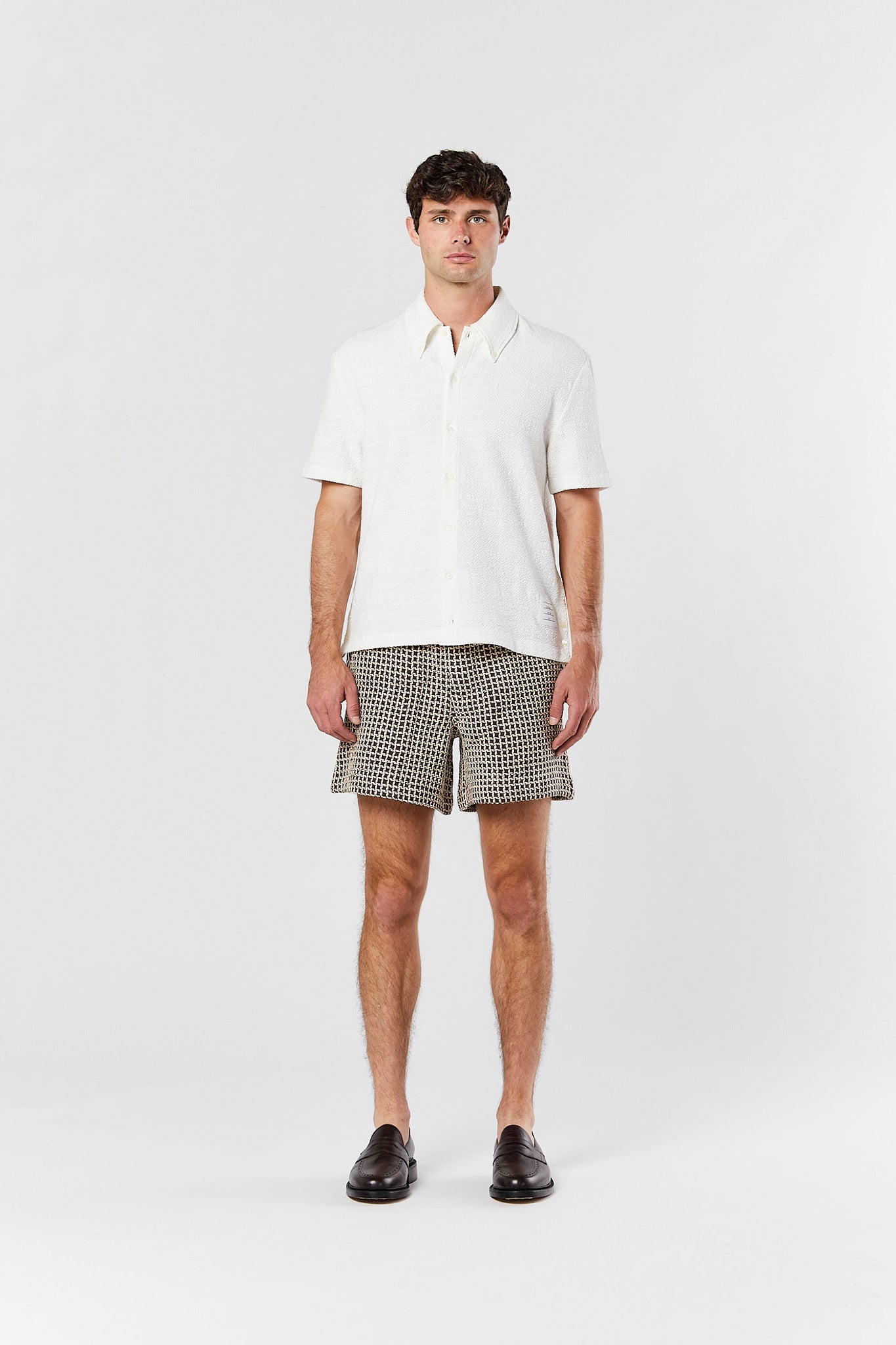 Brown and Cream Duo Waffle Shorts